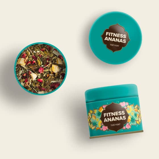 Tè verde, tè bianco aromatizzato alla pesca, limone «Fitness pineapple» per la vendita all'ingrosso da parte di Maison Bourgeon