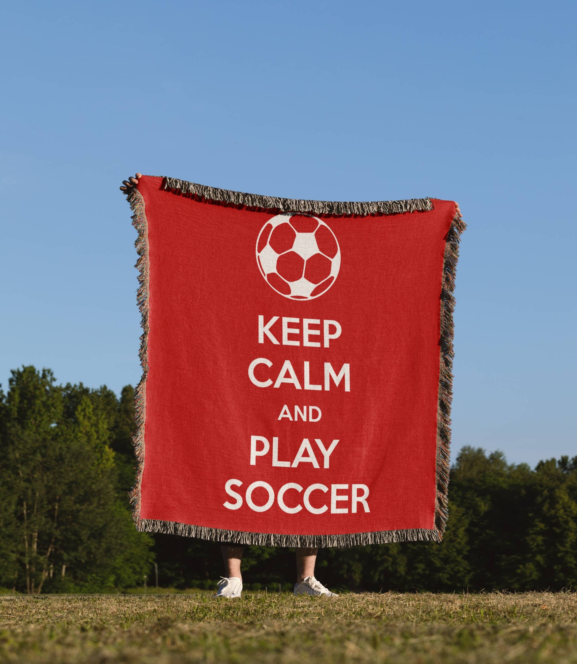 3dRose – wholesale Throw blanket – 3dRose, Keep calm and play soccer, Red, Blanket1