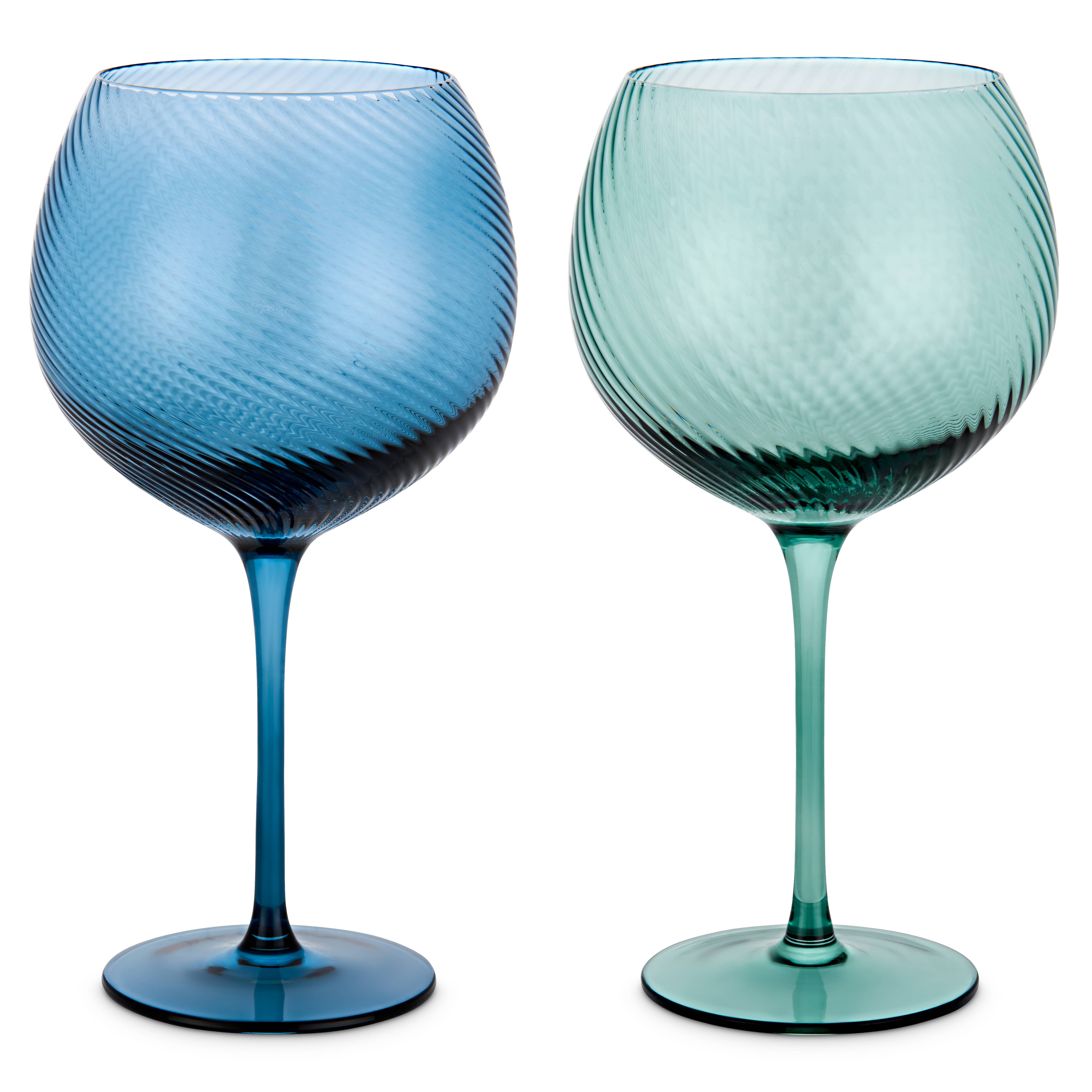 UBERSTAR – wholesale Cocktail/liquor glass – Twist Gin Glasses - Set of 2 Blue/Green9