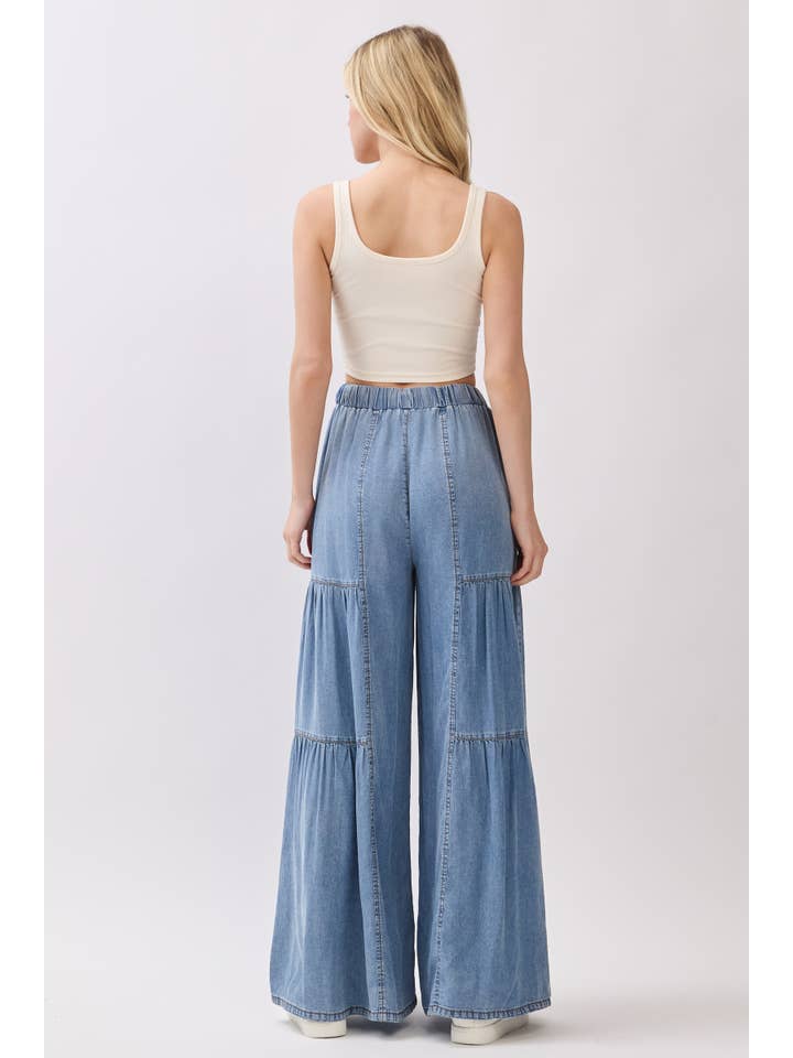DENIM Chambray Mineral Washed Wide Leg Pants for wholesale on Faire6