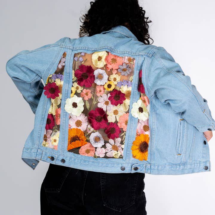 The Paradise Half Lace Denim Jacket for wholesale by Dragon Denim