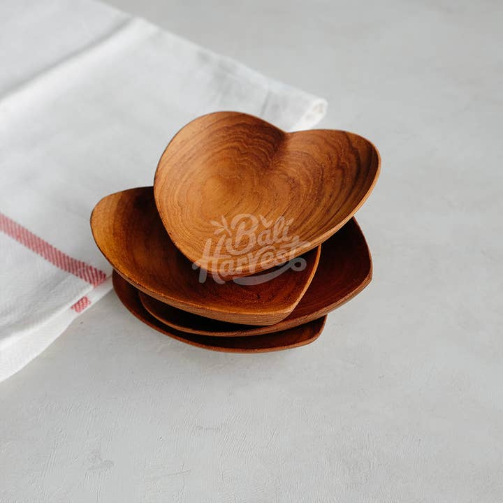 Bali Harvest - Wholesale Saucer - Teak Wooden Heart Saucer - Dish Plate Spoon Rest Valentines3