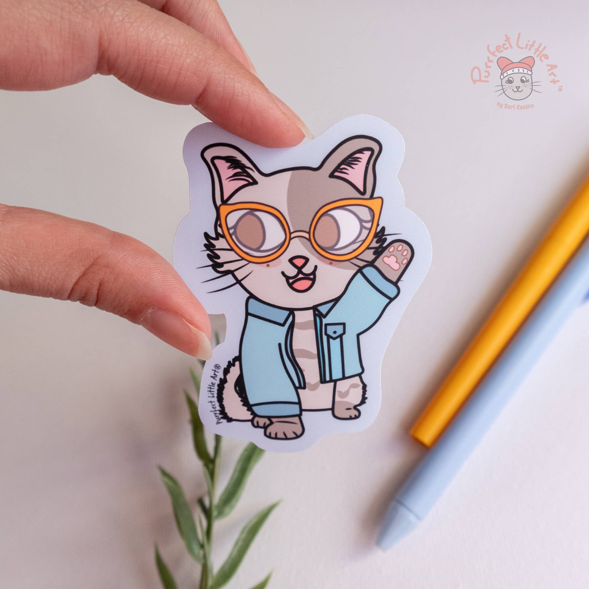 Purrfect Little Art - Vente Autocollant - Autocollant en jean pour chat | Cat Lover | Funny0
