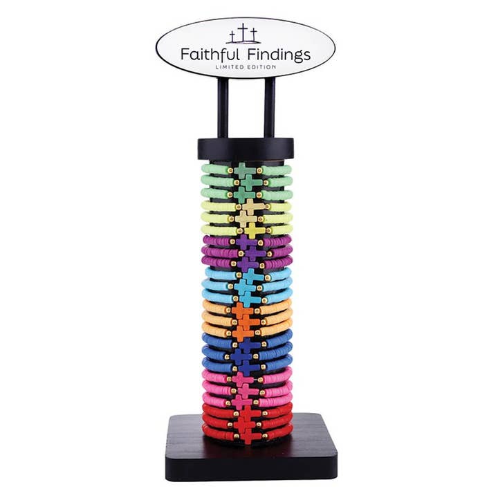 Ceramic Elastic Bracelets Filled Display (24 pcs) for wholesale by Faithworks by Creative Brands