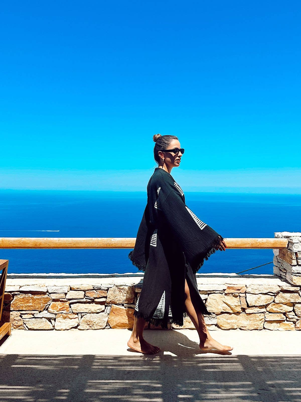 MARAÏS ATHENS - Vendita all'ingrosso Caftano - Donna - Caftano Peshtemal in cotone biologico Black Khafre2