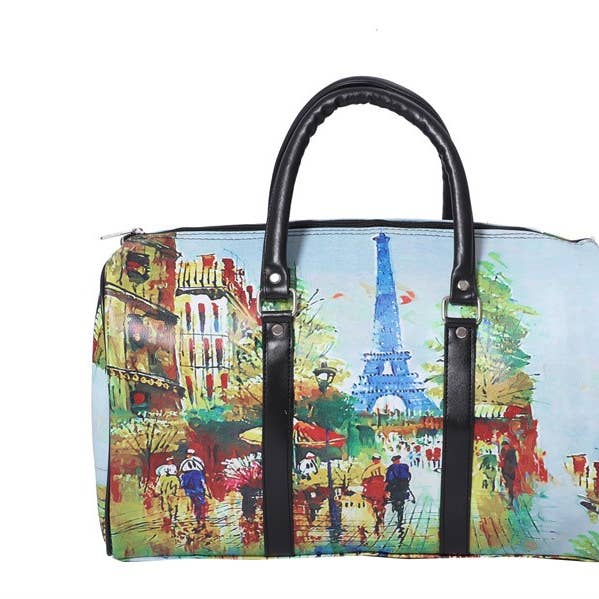 Damer Paris-tema topphandtag bärbar handväska för wholesale av Nima Accessories Inc