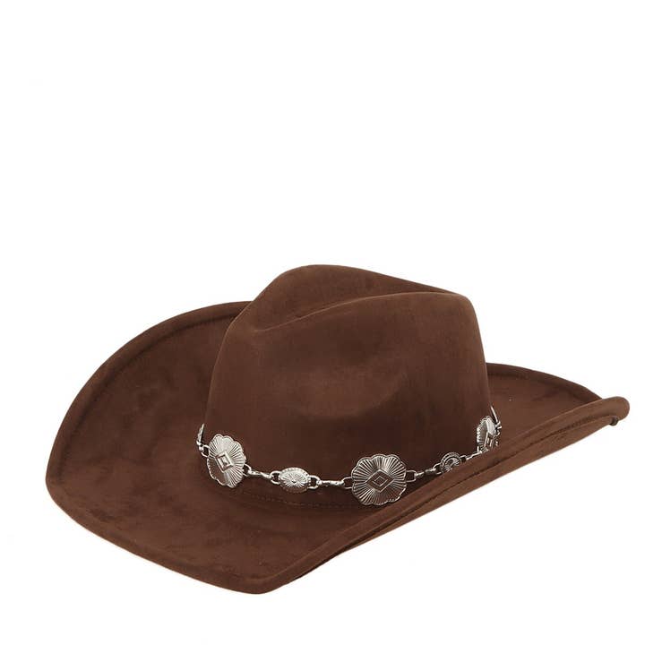Bestto - Wholesale Cowboy Hat - Women's - VINTAGE METAL CHAIN ACCENT WESTERN CHIC FEDORA HAT