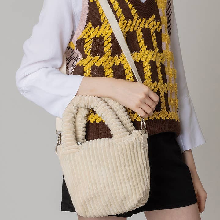 Fashion City - Wholesale Tote Bag - Women's - Corduroy Mini Tote Bag with Strap8