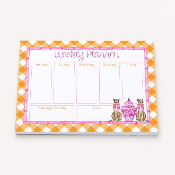 Bloc de notas planificador semanal Chic Cheetah | 8.5x11 | 50 páginas para venta al por mayor de Note Worthy Paper Place