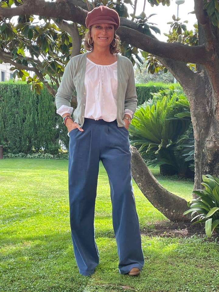 Pantalon long en microvelours côtelé Cobalt pour la vente par TOPCOLOR