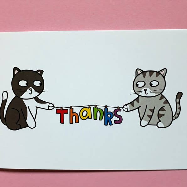 Penguin Parade - Venta al por mayor Tarjetas de agradecimiento - Tarjeta Thanks Cat