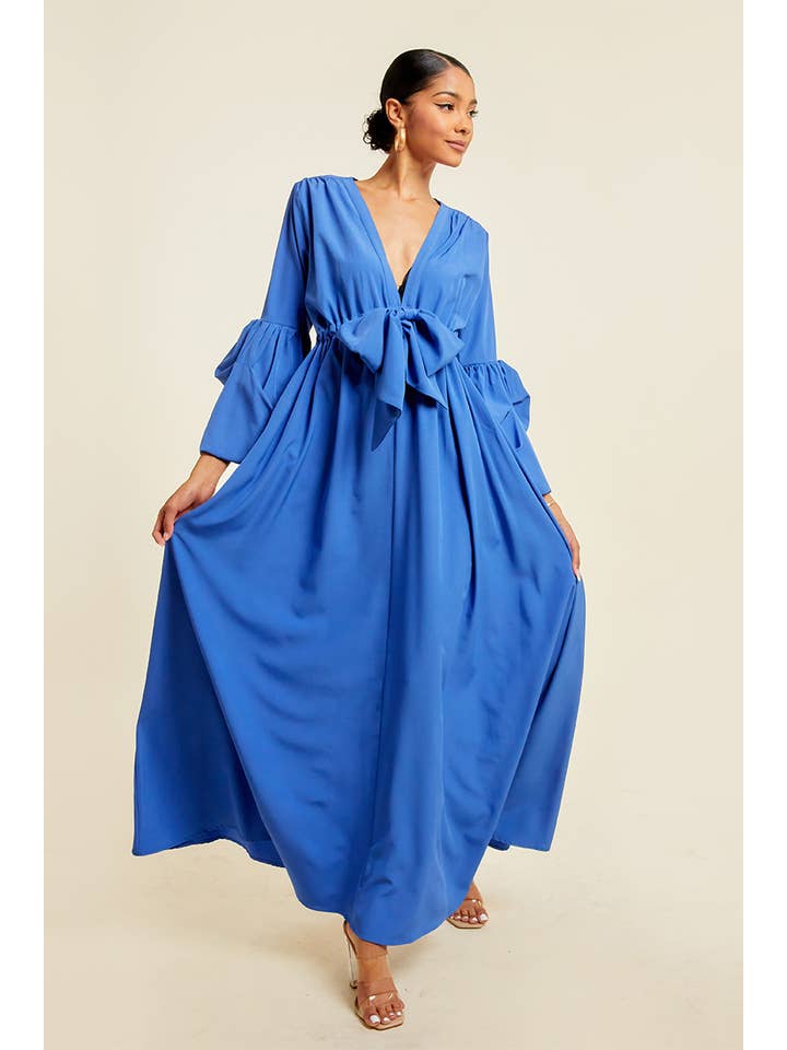 QMP Moda - Wholesale Dress - Women's - V NECK MAXI DRESS WITH ELASTIC WAIST13