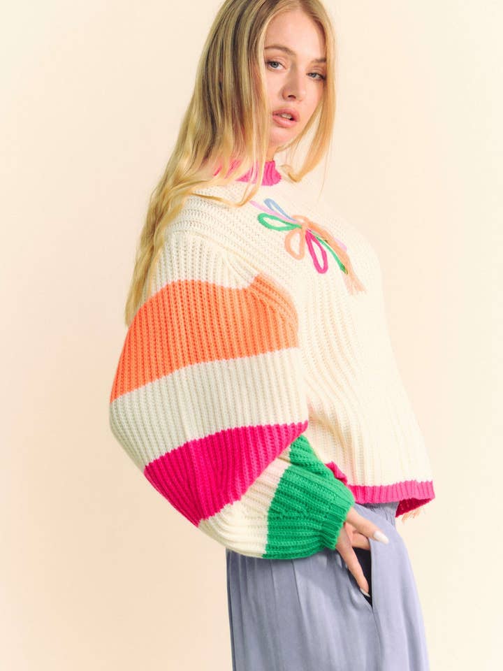 GRÄDDE MULTI PLUS TJOCK TRÅD BLOMMIG FLERRANDIG TRÖJA för wholesale på Faire5