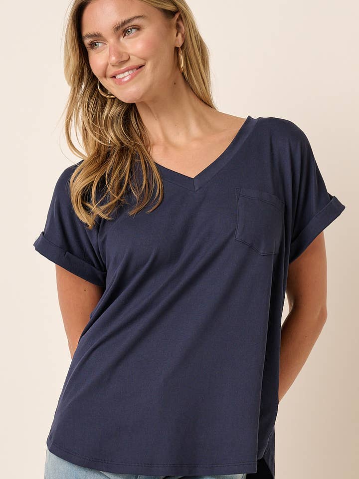 T9153 - DTY V-HALS MED 1 LOMMEDETALJE DOLMAN STRIKKET TOP for engroshandel hos mittoshop