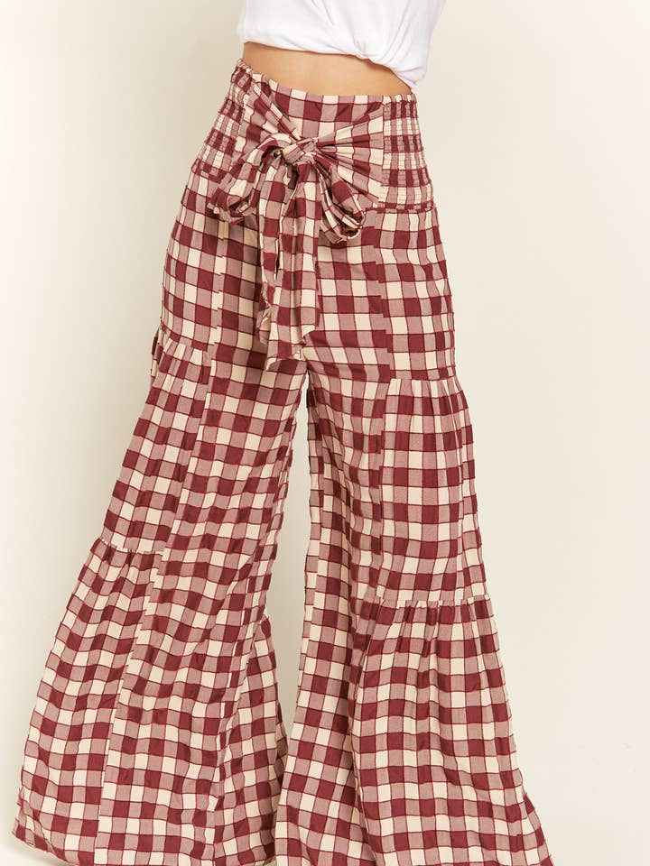 JADE BY JANE - Vendita all'ingrosso Pantalone - Donna - PANTALONI LARGHI CON STAMPA A QUADRETTI A VITA ALTA