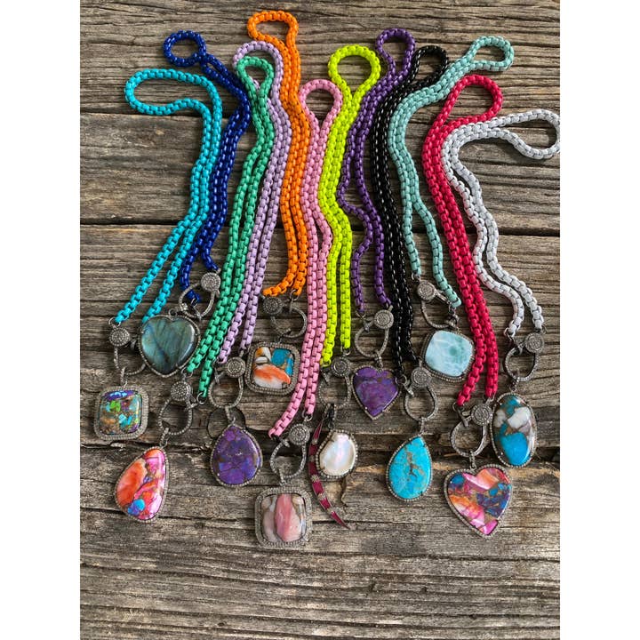 Enamel Coated Chain Necklace with Pave Diamond Clasp for wholesale by ILISSA MICHELE JEWELRY