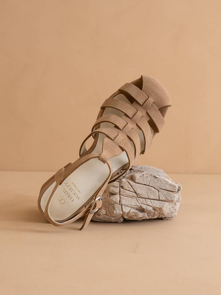 The Hailee Khaki | Gladiator Cage Platform Heels for wholesale on Faire