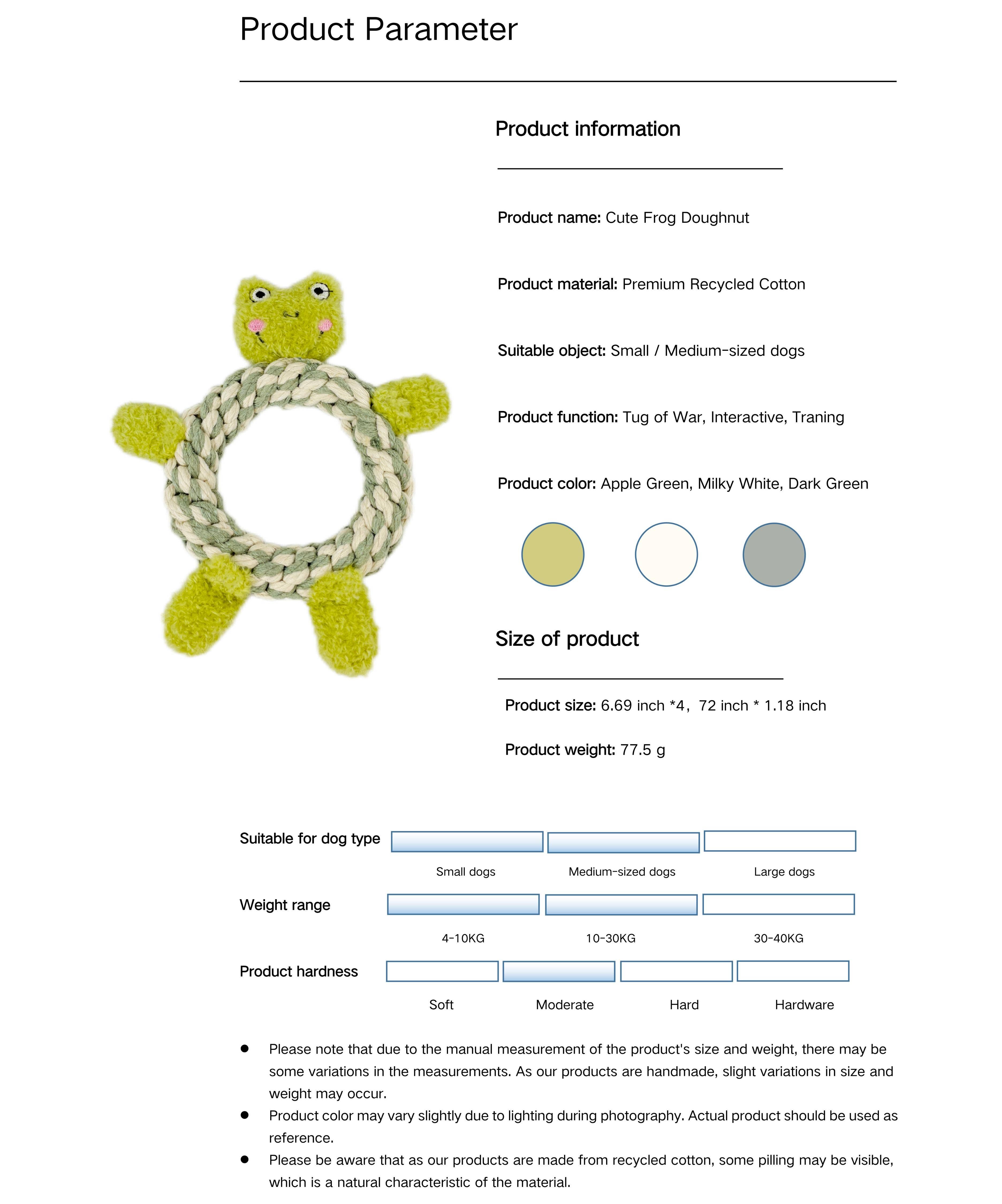 Monli Handcrafted Pet Toys – Großhandel Haustier-Quietschspielzeug – Hund – Eco-Frog Makramee-Hundespielzeug aus Plüsch, quietschend, modisch1