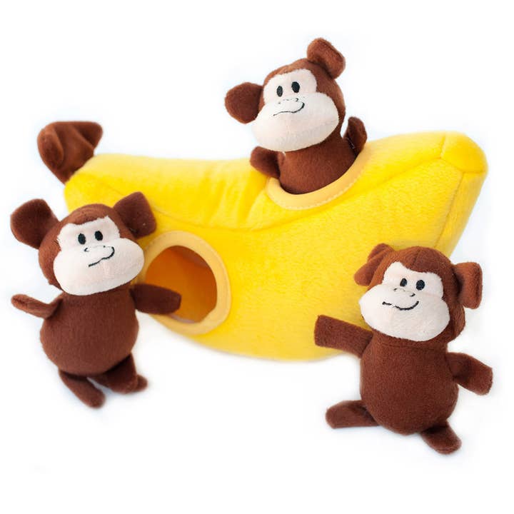 ZippyPaws Zippy Burrow Monkey 'n Banana for wholesale by Pet Palette Distribution