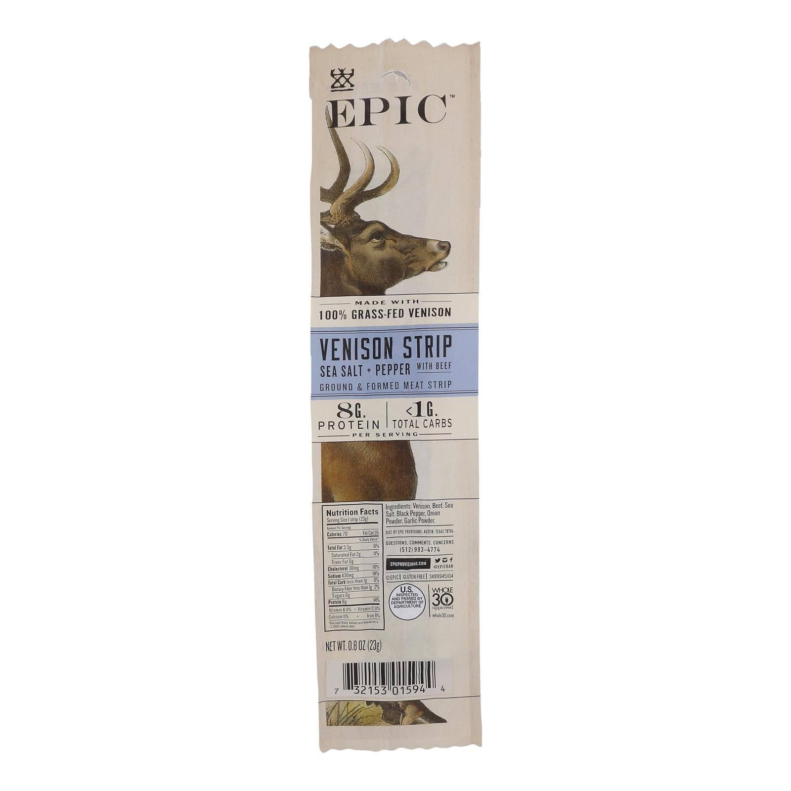 Everyday Supply Co - Wholesale Jerky - Epic - Strips - Venison Steak - Case Of 20 - .8 Oz0