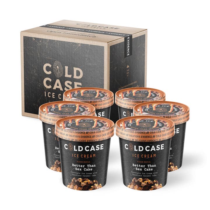 Chocolate Ice Cream with Caramel Cake, Marshmallow & Toffee for wholesale by Cold Case Ice Cream