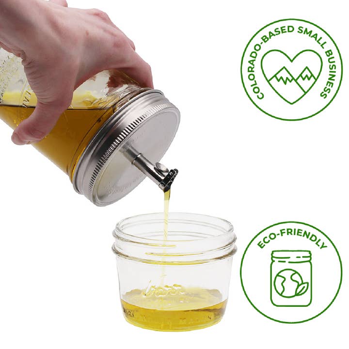 Mason Jar Lifestyle - Wholesale Kitchen Tool/Gadget - Stainless Steel Pour Spout Oil Cruet Lids for Mason Jars