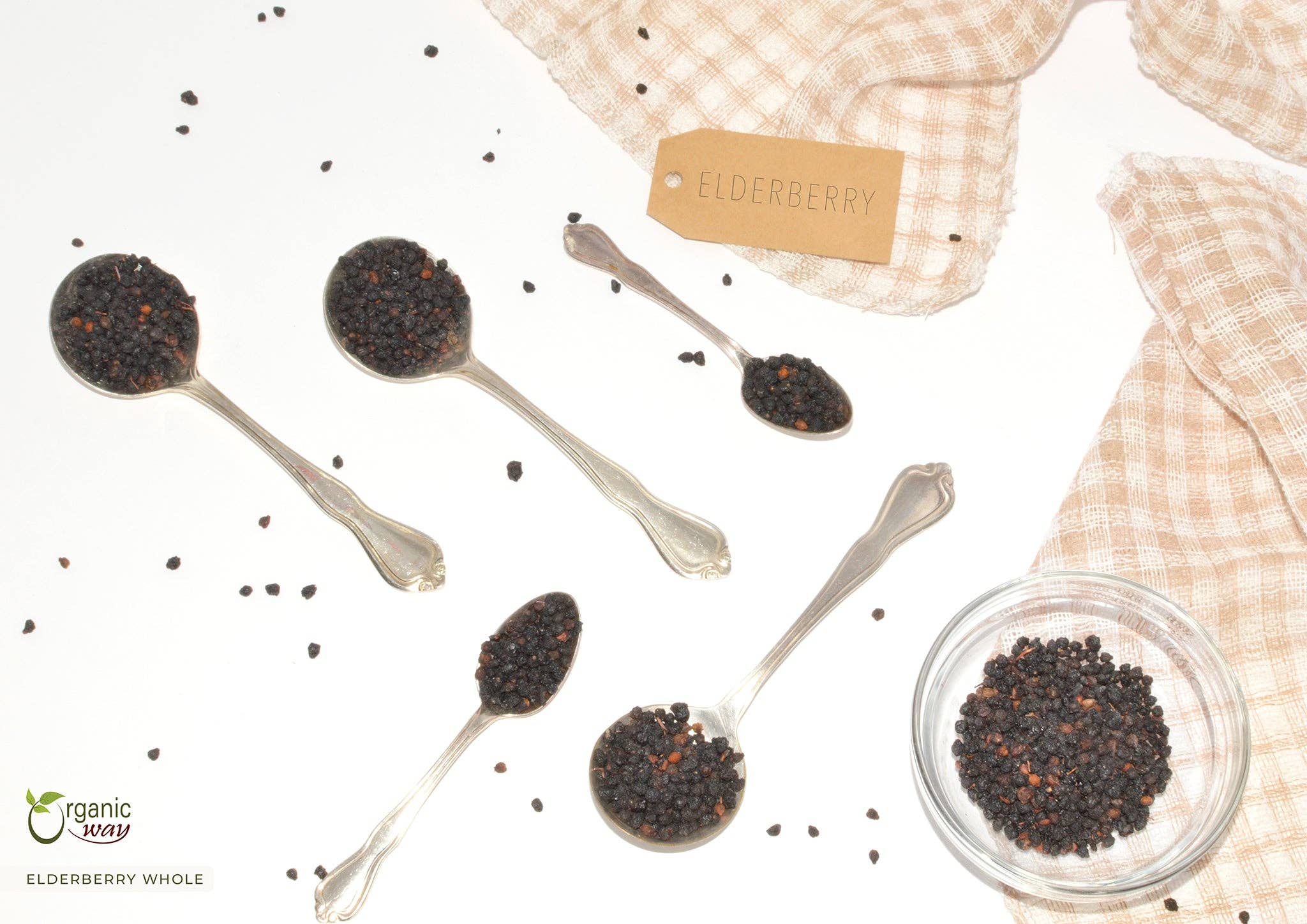 Organic Way LLC – Fruta seca/desidratada por atacado – Sabugueiro Seco Inteiro para Chá de Ervas | Colheita Selvagem Europeia | Certificado Kosher e USDA | Sem OGM e Sem Glúten | Testado para Pureza | 100% Cru da Albânia2