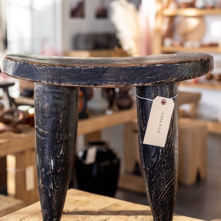 Luxe B Co - Wholesale Stool - Senufo Stool Bench Black Reclaimed Elm Wood Large4