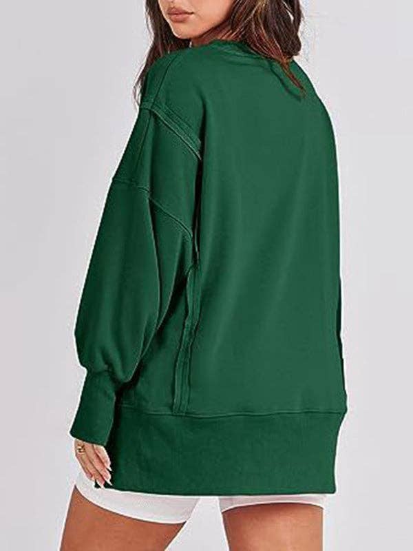 UZ Wholesale Store - Wholesale Sweatshirt - Women's - Fringed Solid Color Split-Joint Split-Side High-Low Long Sle3