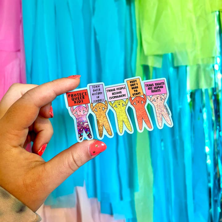 The Peach Fuzz - Vente Autocollant - Autocollant paillettes Chiots Pride1