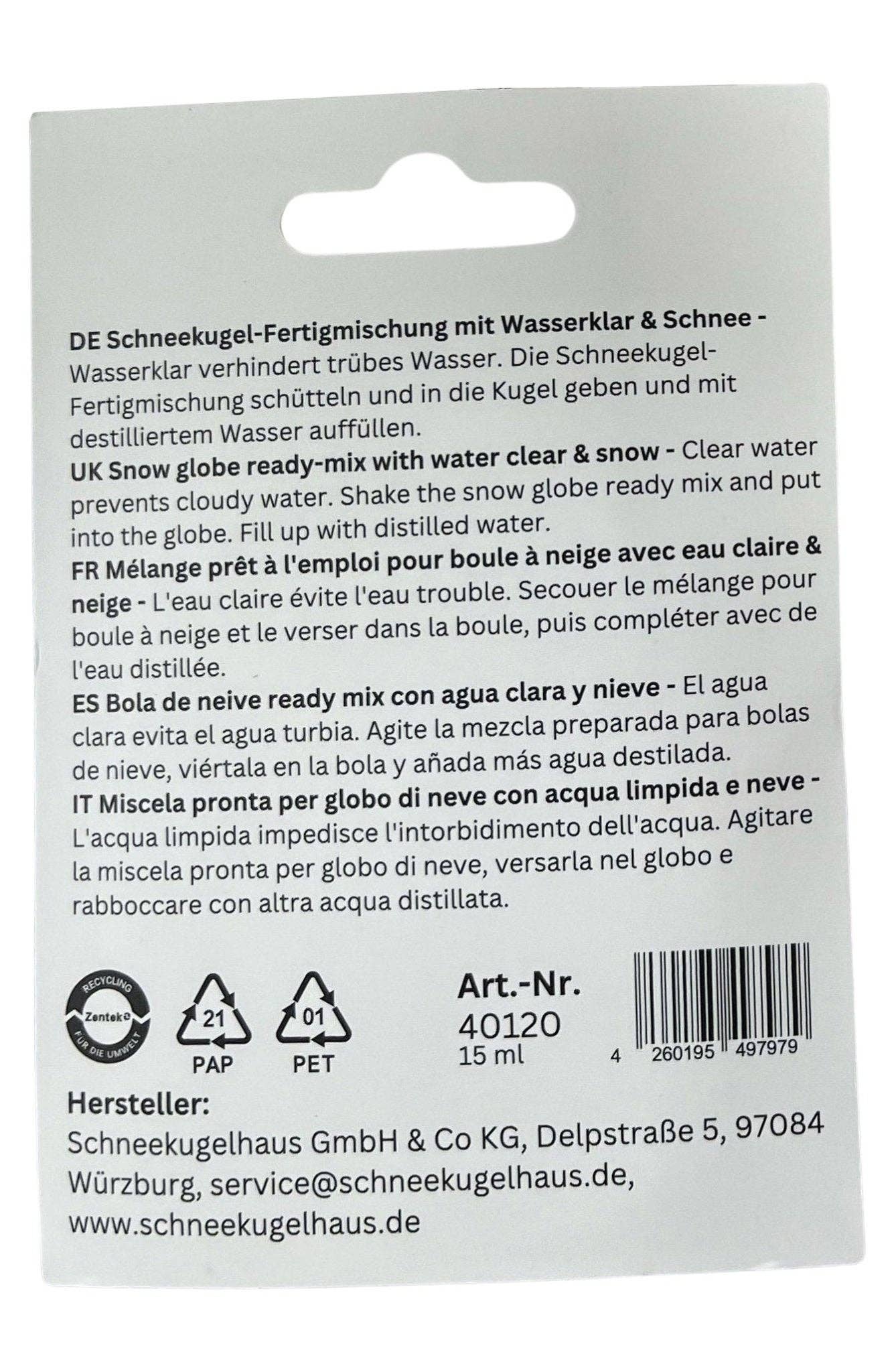 Schneekugelhaus - Wholesale DIY Craft Kit - Snow globe ready mix with clear water & fine snow3