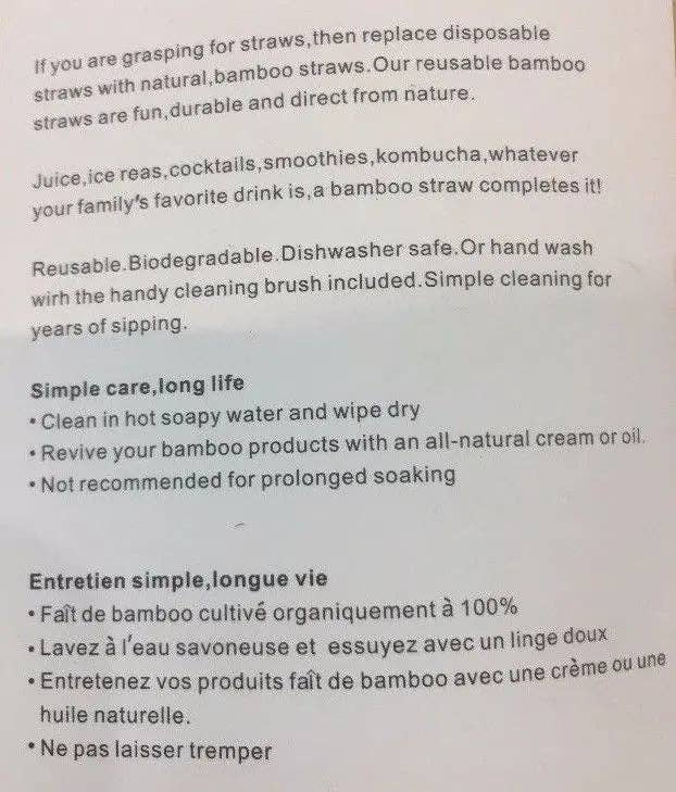 everythingbamboo - Wholesale Drinking straw - 5 PCs Bamboo Straw + Cleaning Brush Organic Reusable Daily Use Eco Friendly5