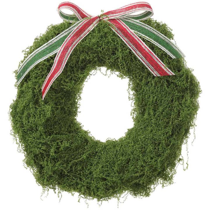 12" Moss Wreath Green for wholesale by Silk Flower Depot