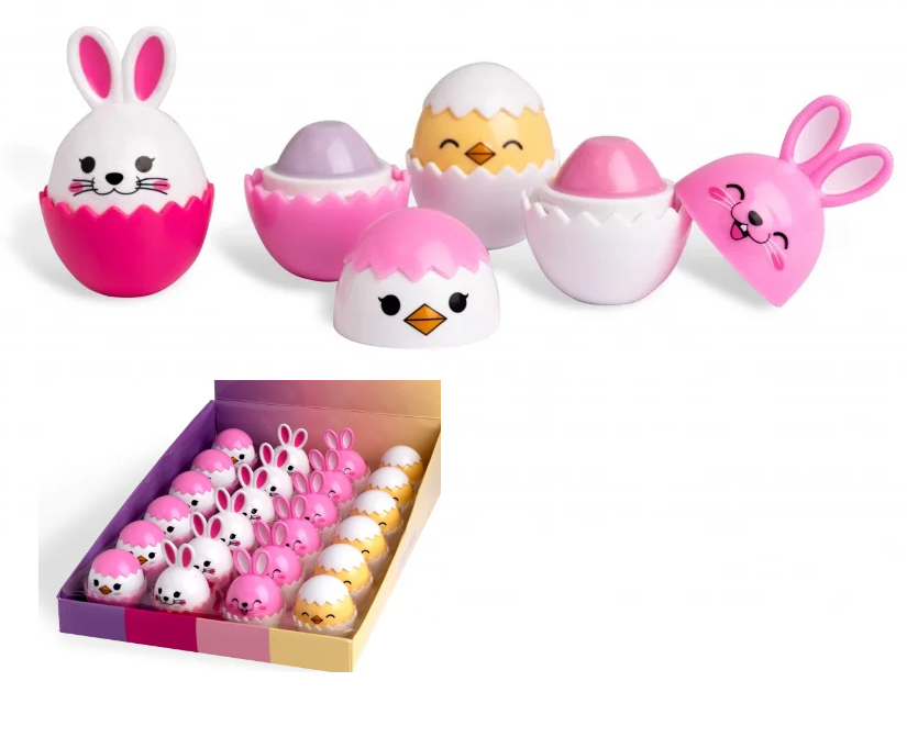 LS GROUP – wholesale Återförsäljarskyltning – Kawaii läppbalsam med fruktiga kaniner och kycklingar0