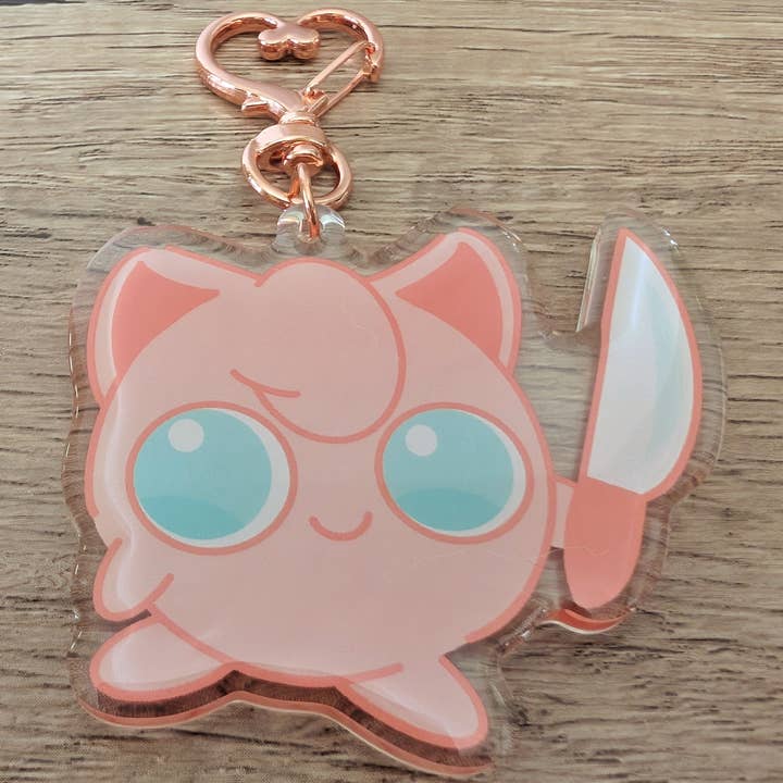 Sadsquatch – Engroshandel Nøglering - Unisex – Uhyggelig Jigglypuff - Sød Kawaii Pokemon Charm nøglering3