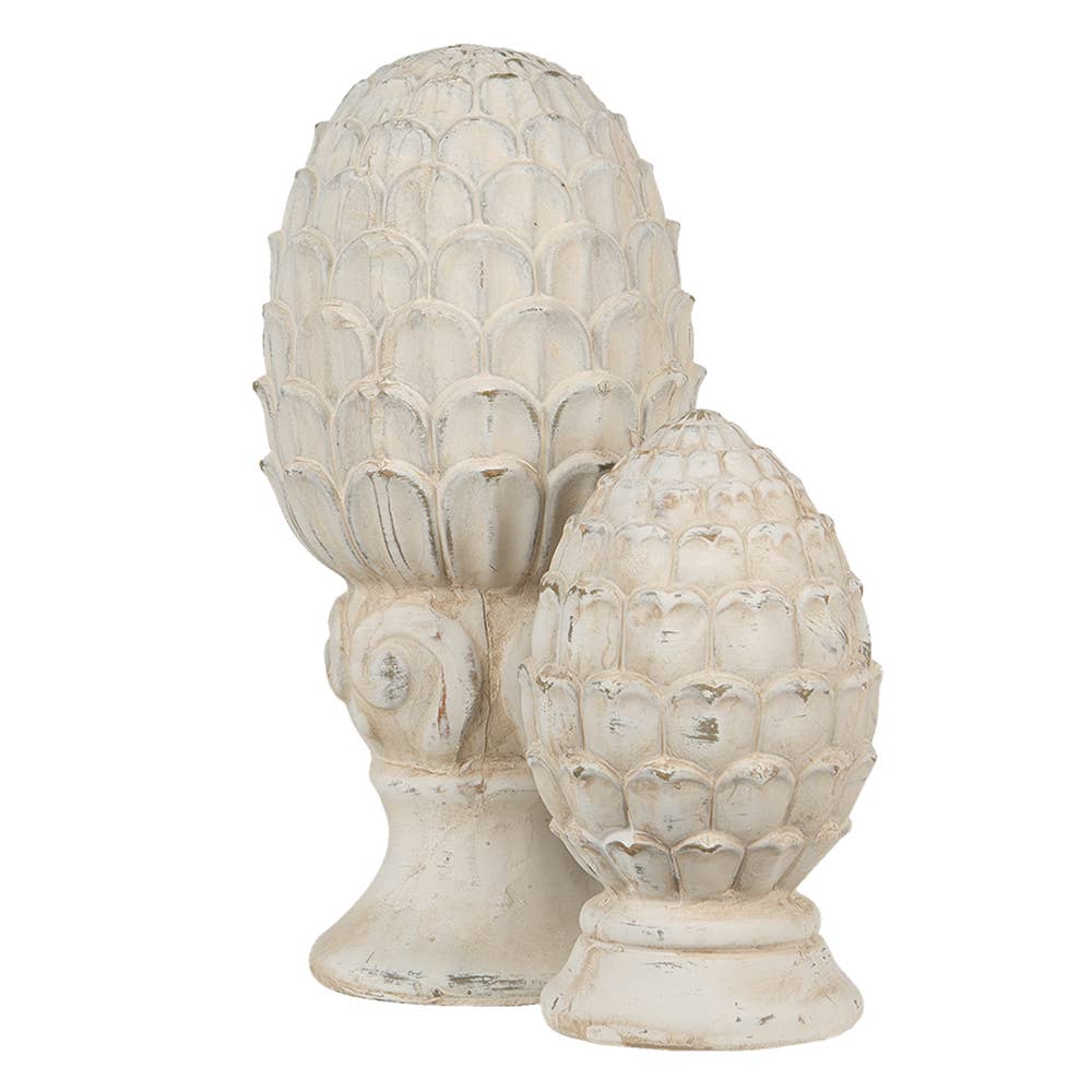 Clayre & Eef – wholesale Christmas decoration – 6TE0396 Figurine Pinecone Ø 14x29 cm Beige Stone Christmas1