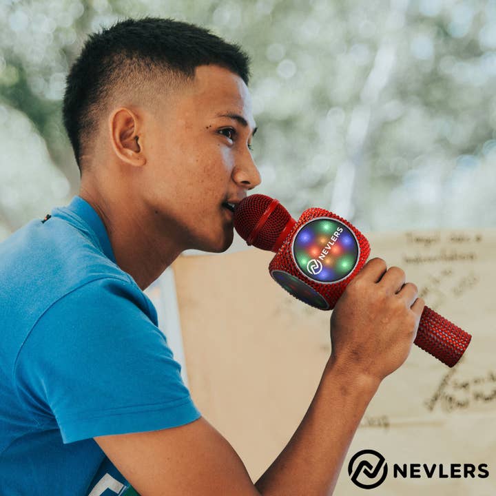 Nevlers – wholesale Speakers – Nevlers Voice Changing Karaoke Microphone - Red Bling2
