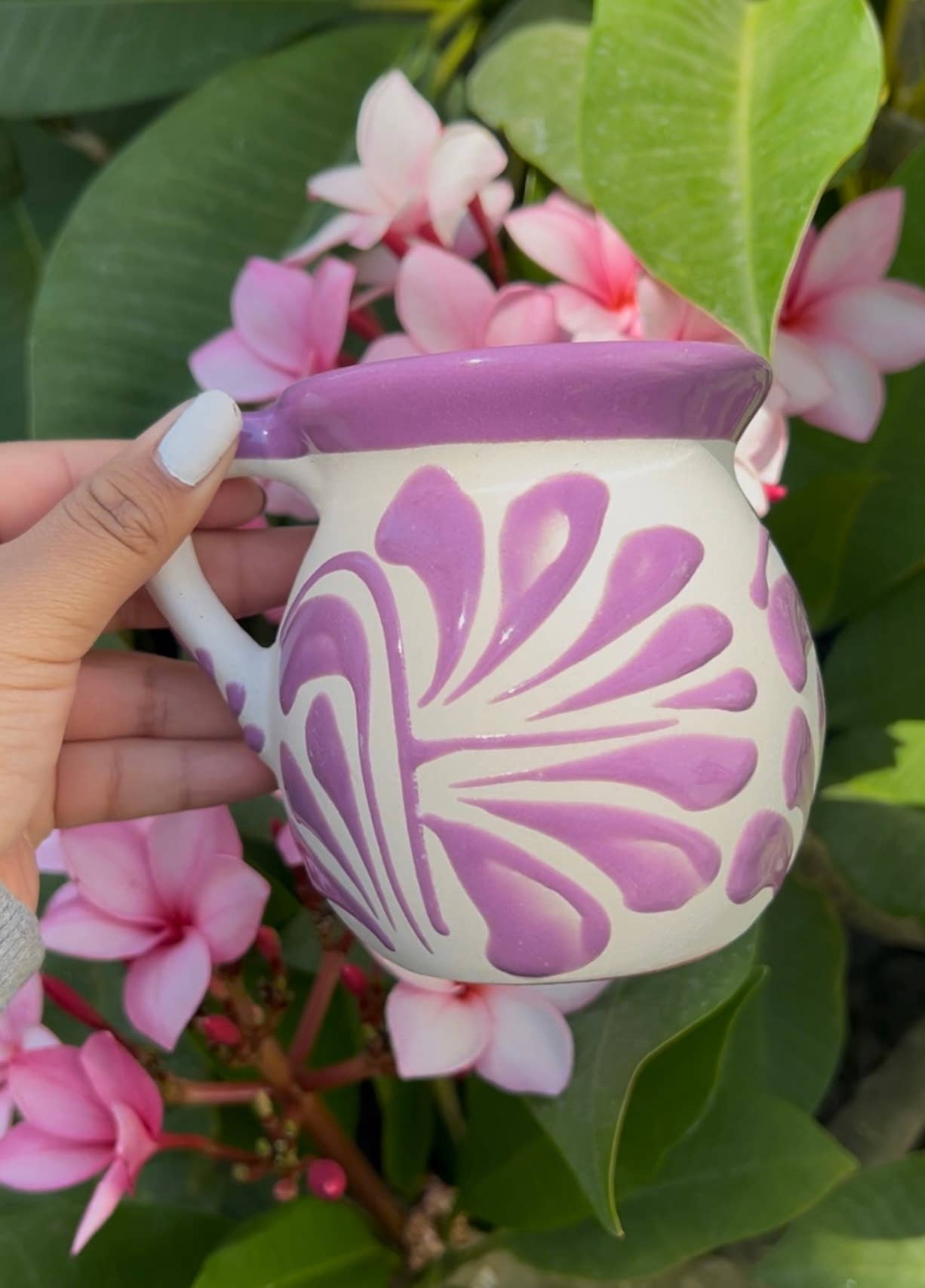 Doña Cata Art - Wholesale Coffee mug - Coffee Mug Mexican handmade CLAY, tea, taza, pink purple2