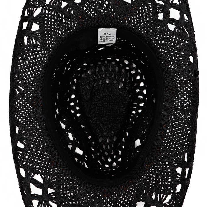 Cap Zone - Wholesale Cowboy Hat - Women's - Beaded Crochet Crushable Straw Cowboy Hat3