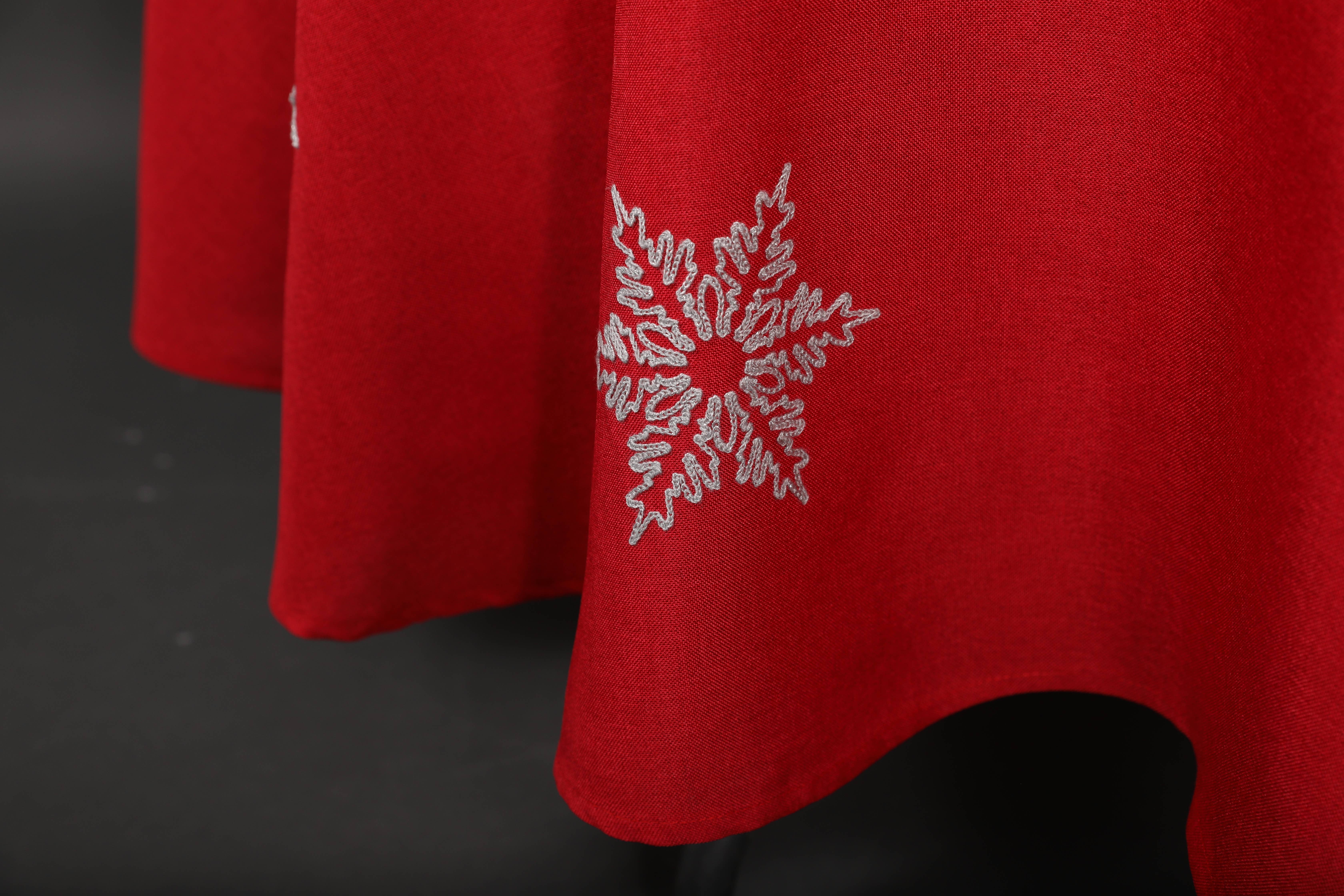 Xia Home Fashions & Manor Luxe - Vendita all'ingrosso Tovaglie - Tovaglia rotonda natalizia con fiocchi di neve scintillanti da 178 cm2