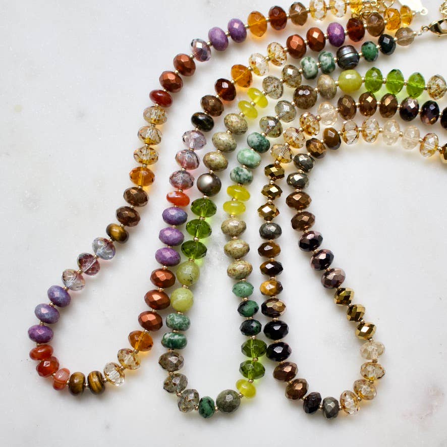 a.v. max – Colar com missangas/pérolas por atacado – Colar Gemma Medium Rondelle|16 Combinações de Pedras24