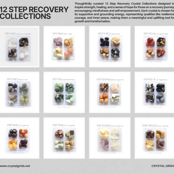 12 Step Crystal Boxed Set Assortment, Recovery, sobriety for wholesale by Crystal Grids