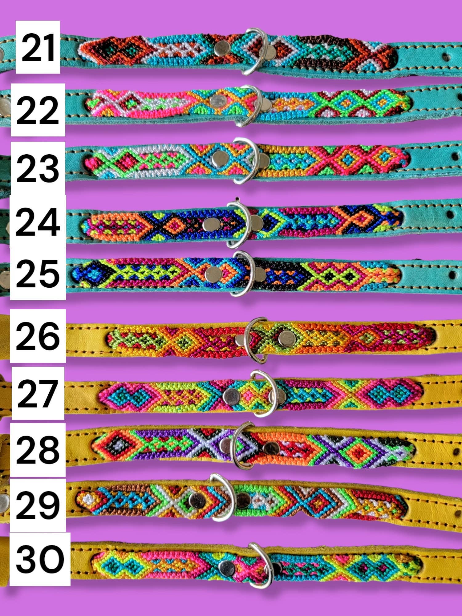 Mom And Pup Co. - Wholesale Halsband - Hond - XS Mexikaanse huisdierhalsband - kleurrijke leren halsband met tribale borduursels4