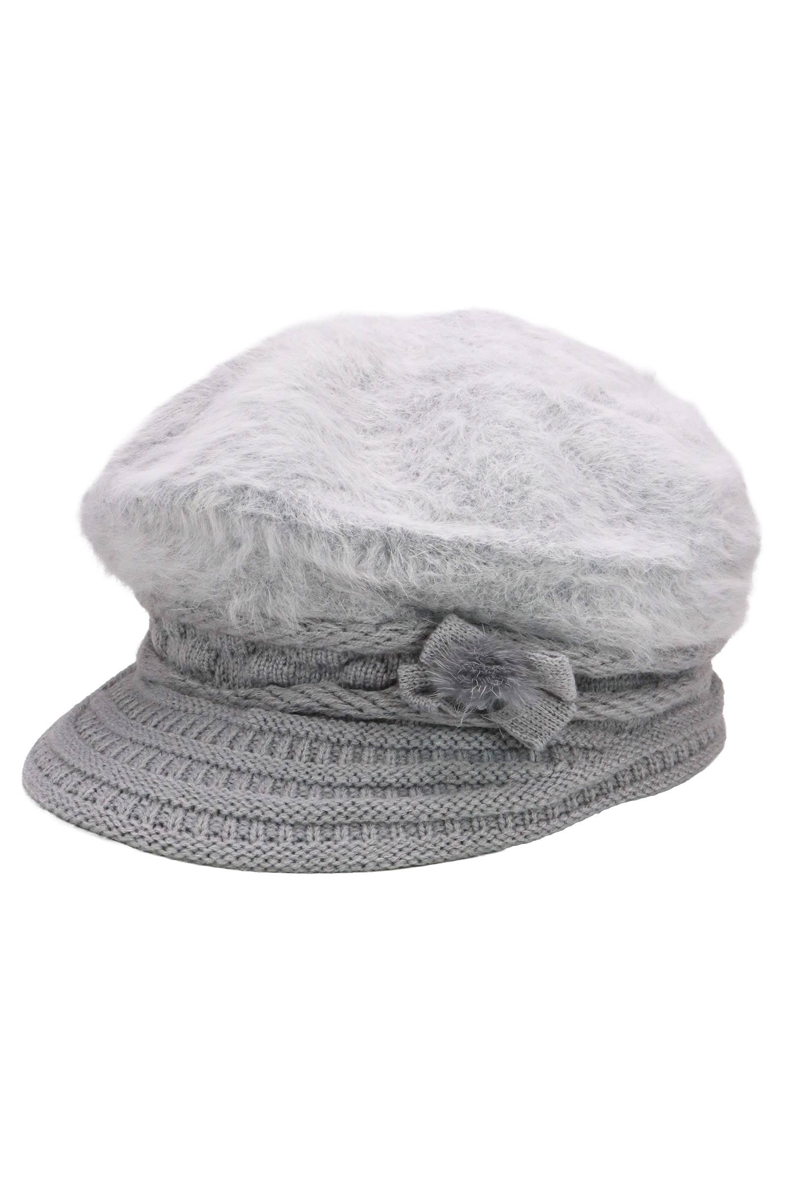 ASSORTED Vegan Angora Fur Flower Knitted Fiddler Cap for wholesale on Faire8