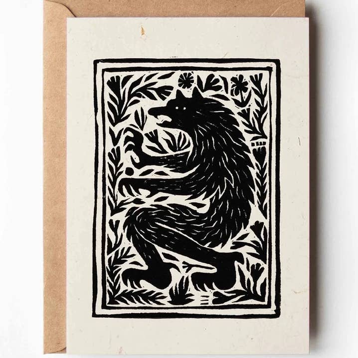 'Wolf' Greeting Card for wholesale by Katia Hinic Studio