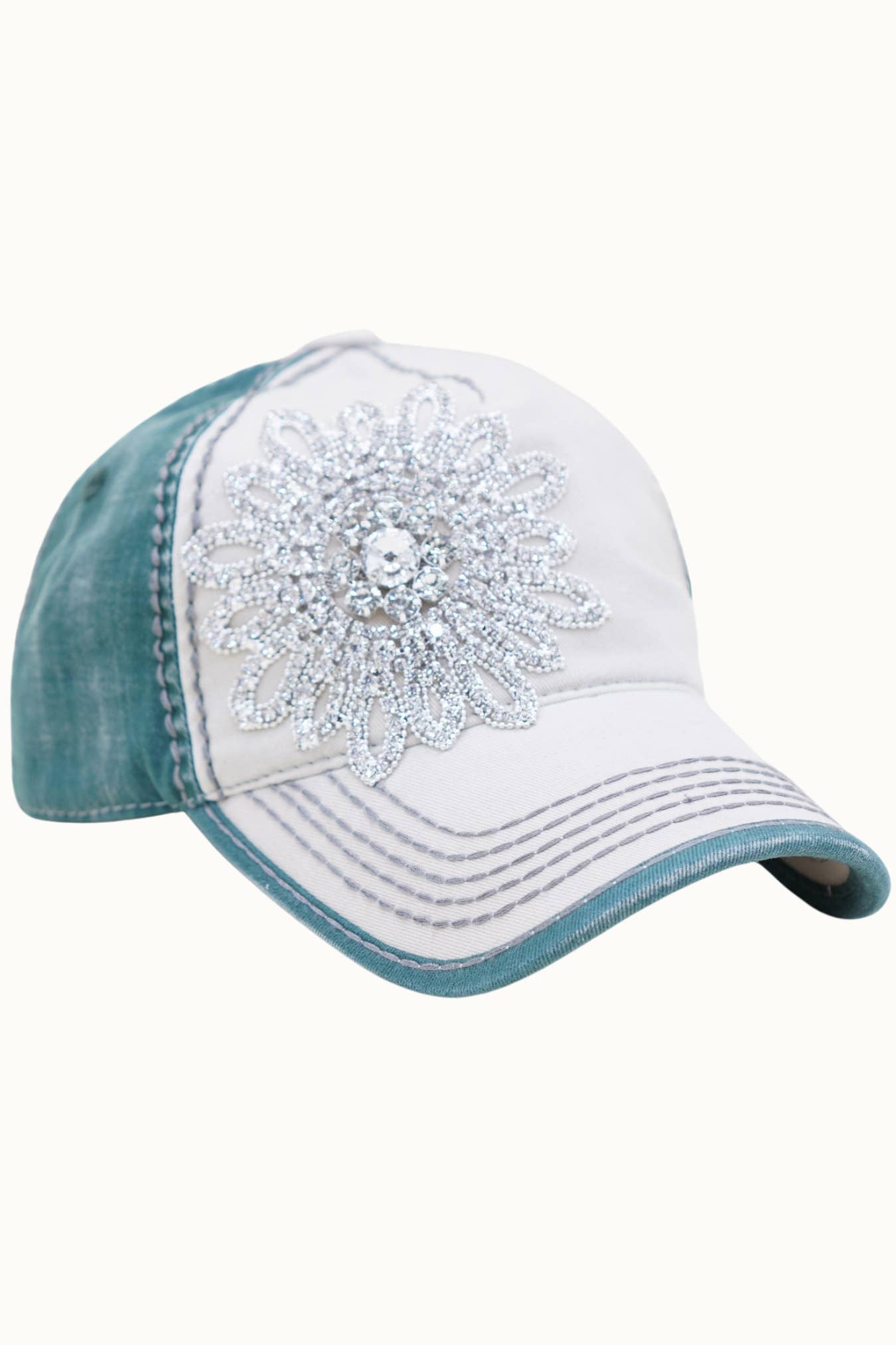 Olive & Pique - Wholesale Honkbalpet - Dames - Sunflower Bejeweled Glitz tweekleurige pet, verstelbaar6