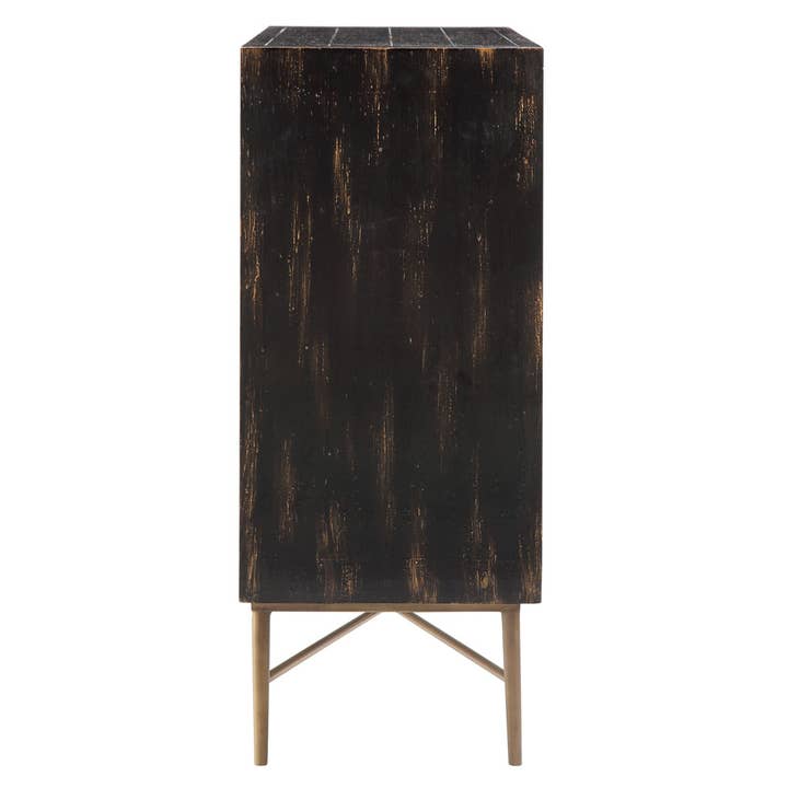 Olliix - Wholesale Cabinet - Distressed 2-Door Accent Chest Storage Cabinet, Black *