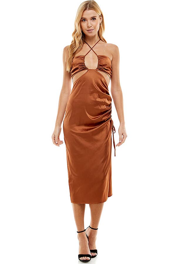 ACOA COLLECTION - Vendita all'ingrosso Vestito - Donna - ABITO MIDI CON RUCHE E DETTAGLIO CUTOUT8