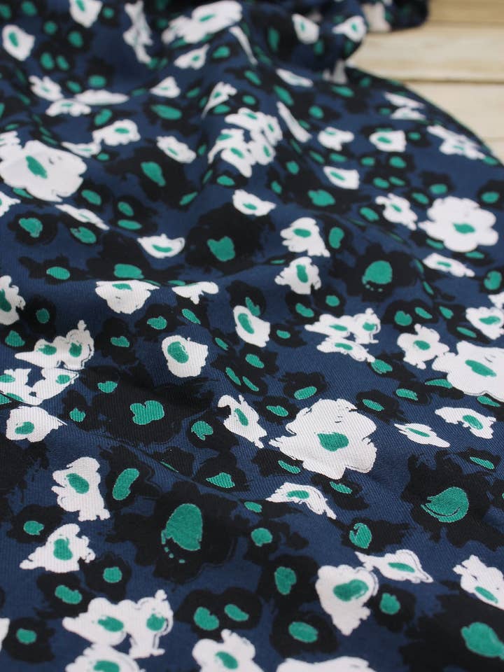 Carlota Atlantic Blue Viscose Twill Ecovero Fabric for wholesale by Eglantine et Zoé