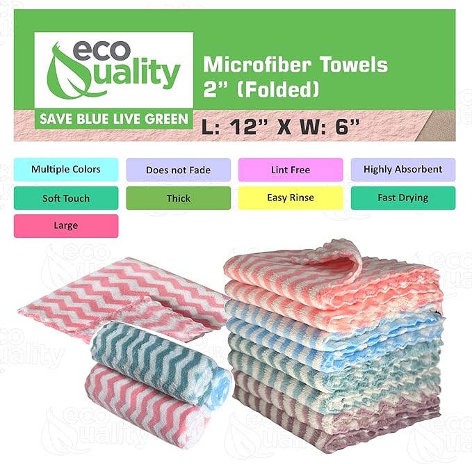 EcoQuality - Wholesale Dishcloth - Cotton Microfiber Towels Multi Color1